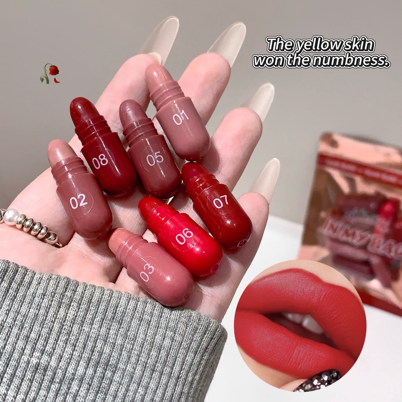 8-color lipstick capsule lipstick set, natural and durable, non stick cup mini matte lipstick view 6
