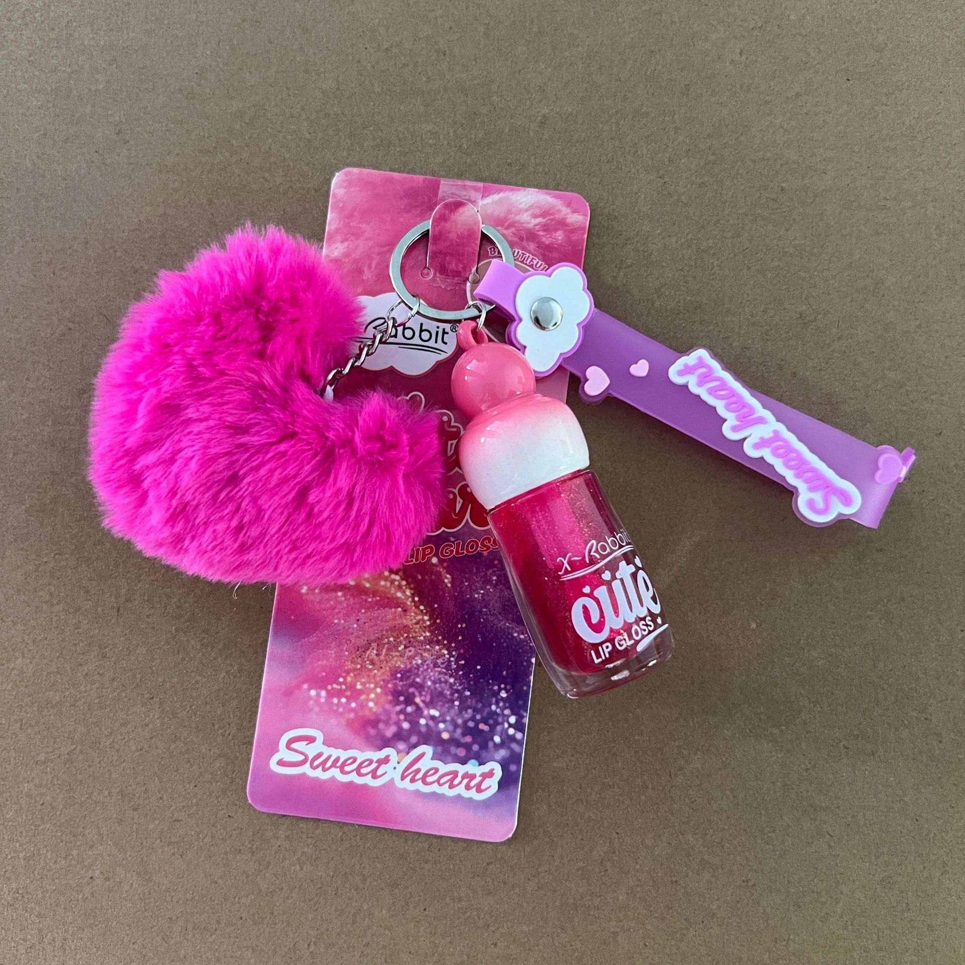New LIP GLOSS lip gloss keychain hanging chain lip oil three color set with long-lasting moisturizing lip gloss