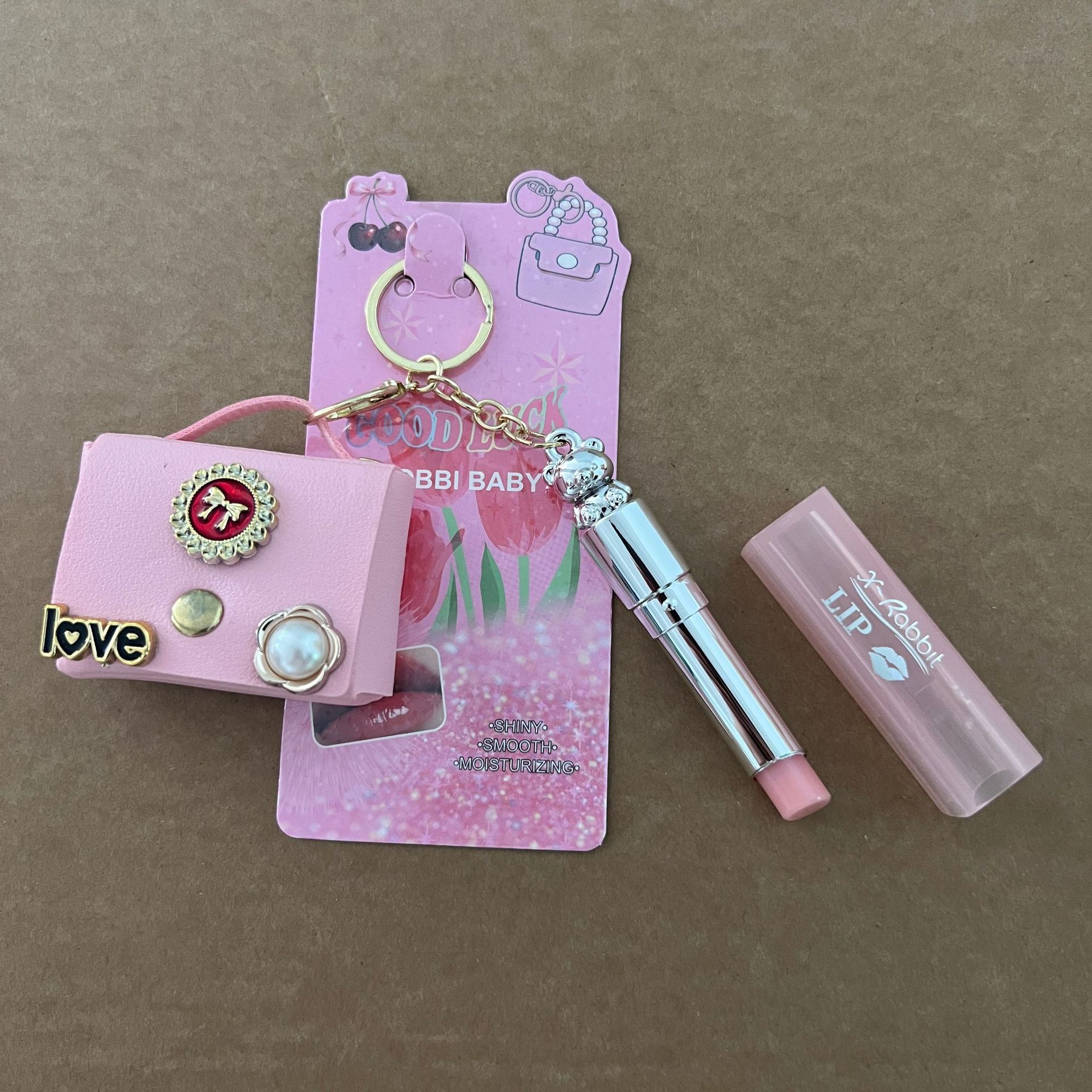 New LIP GLOSS lip gloss keychain hanging chain lip oil three color set with long-lasting moisturizing lip gloss view 4
