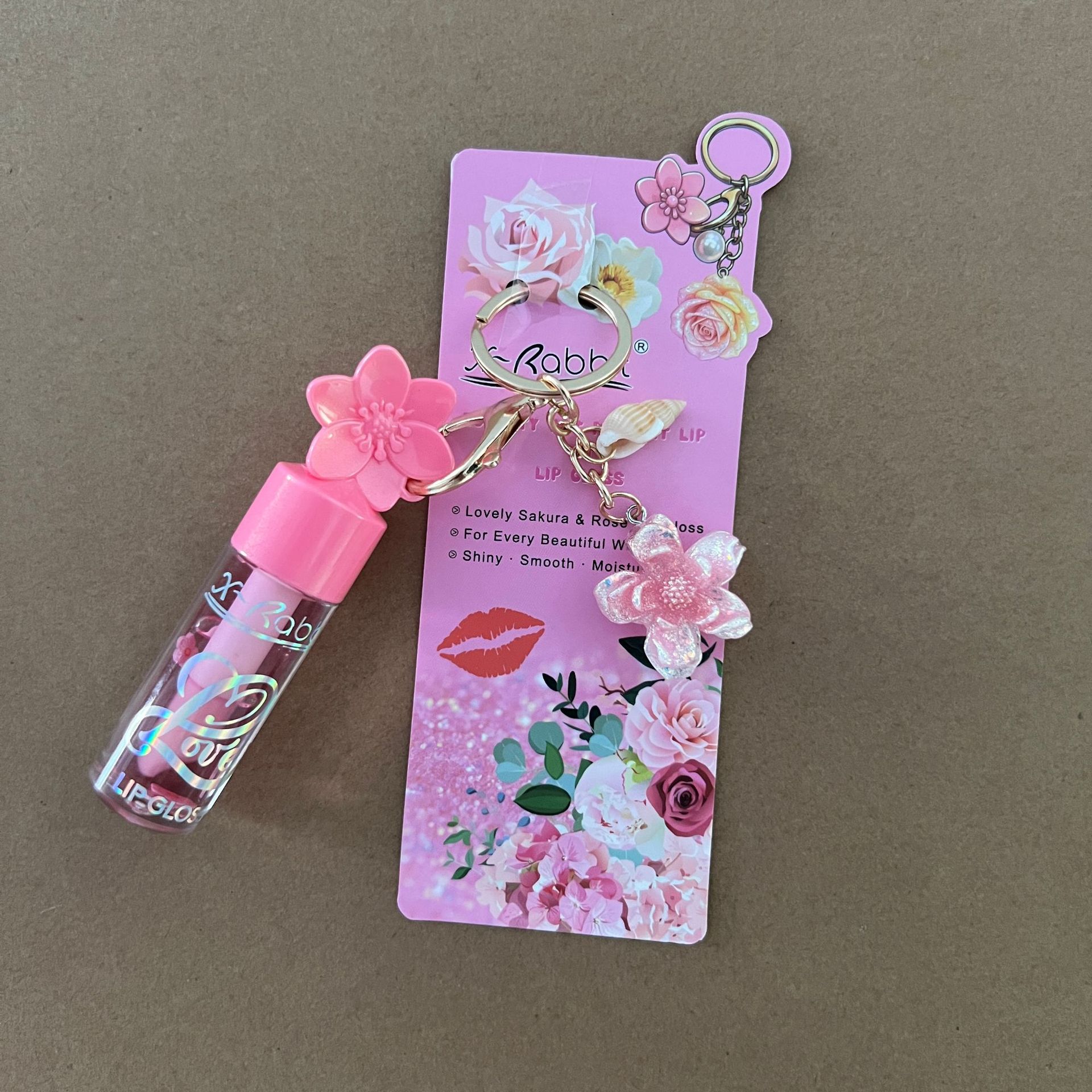 New LIP GLOSS lip gloss keychain hanging chain lip oil three color set with long-lasting moisturizing lip gloss view 6