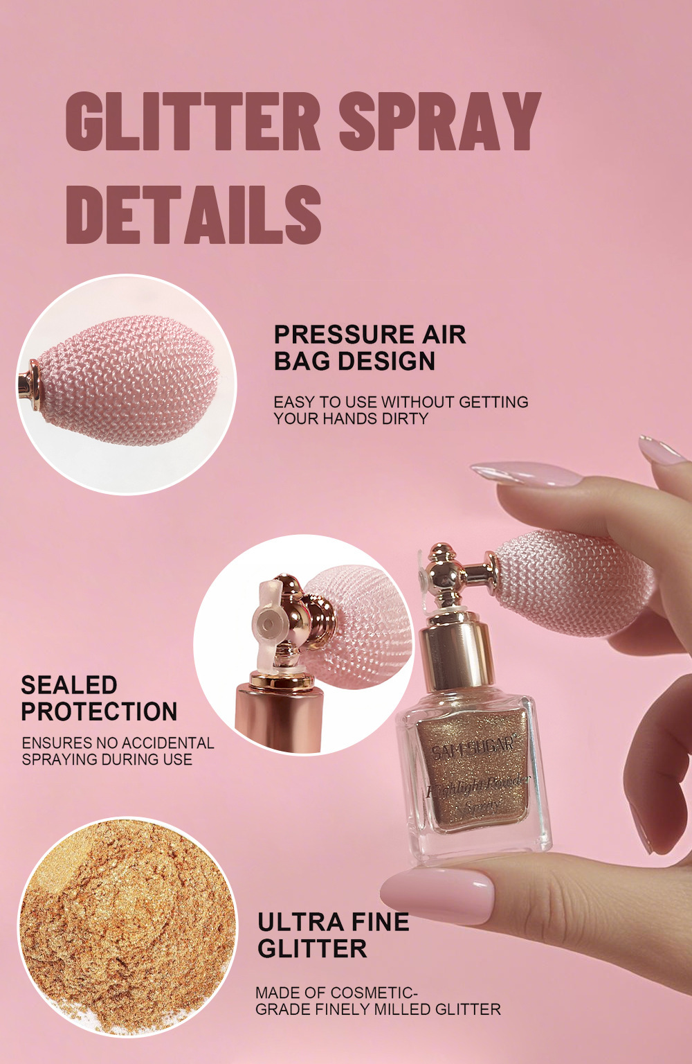 Make up SAM SUGAR high gloss powder spray explodes, and the high gloss part of the body looks shiny, and the stage makeup glitters view 6