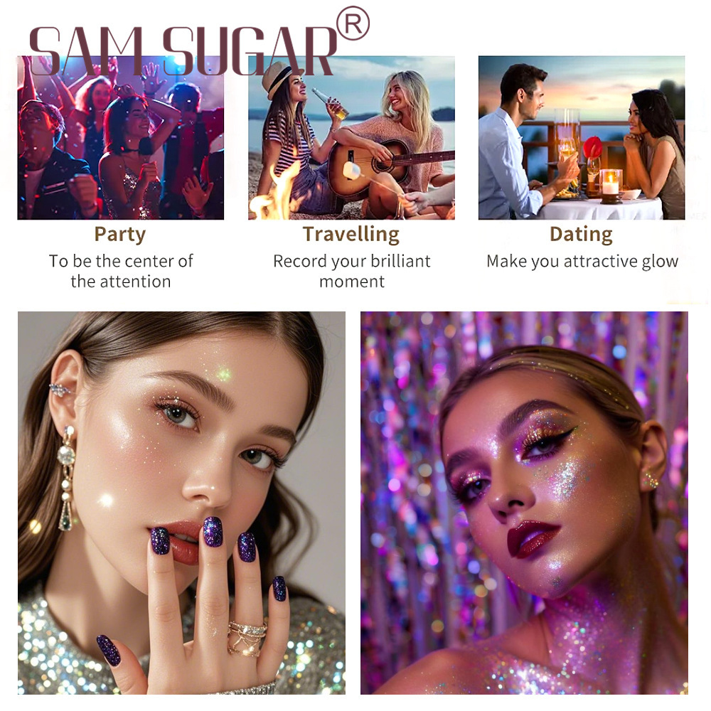 Make up SAM SUGAR high gloss powder spray explodes, and the high gloss part of the body looks shiny, and the stage makeup glitters view 4
