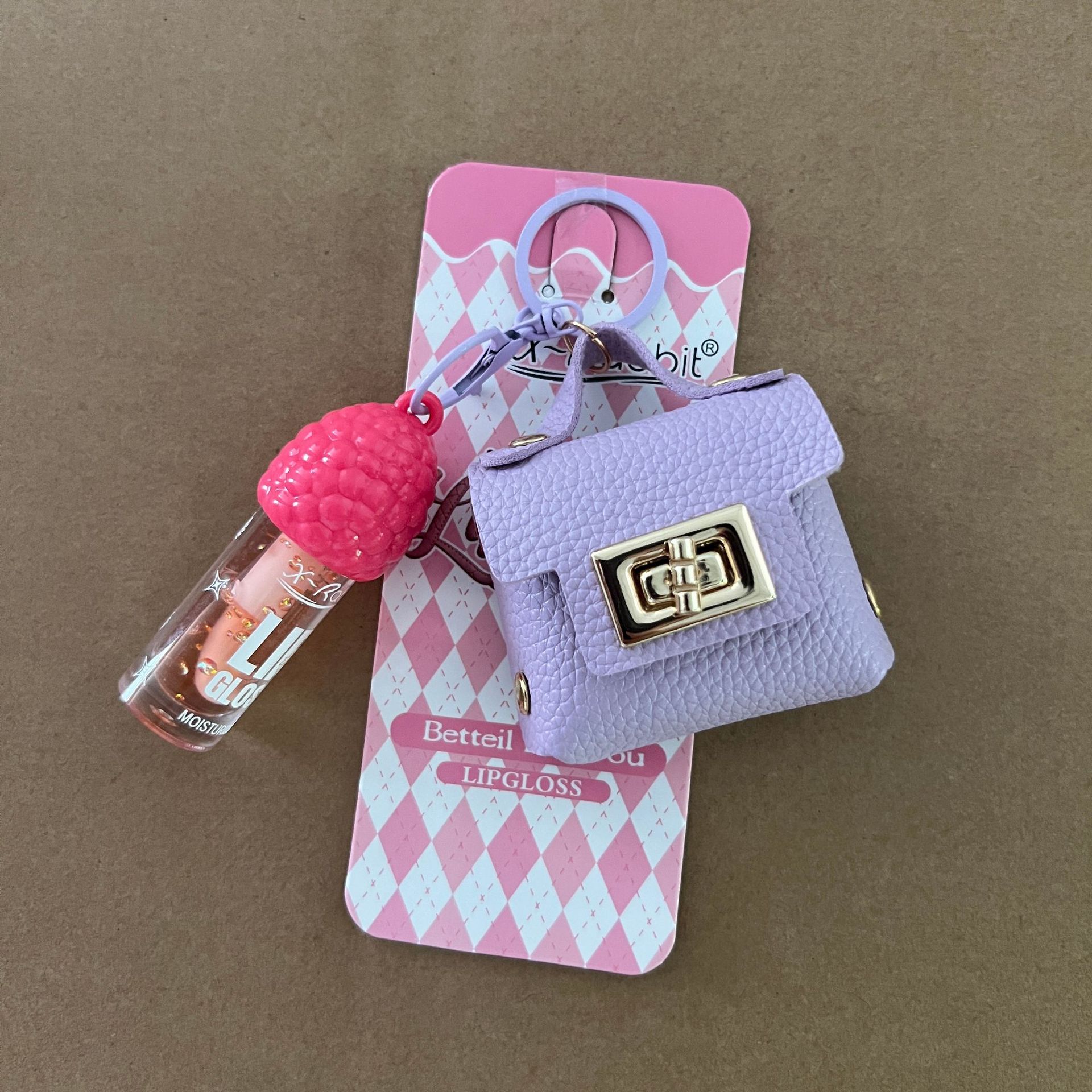 New LIP GLOSS lip gloss keychain hanging chain lip oil three color set with long-lasting moisturizing lip gloss view 7