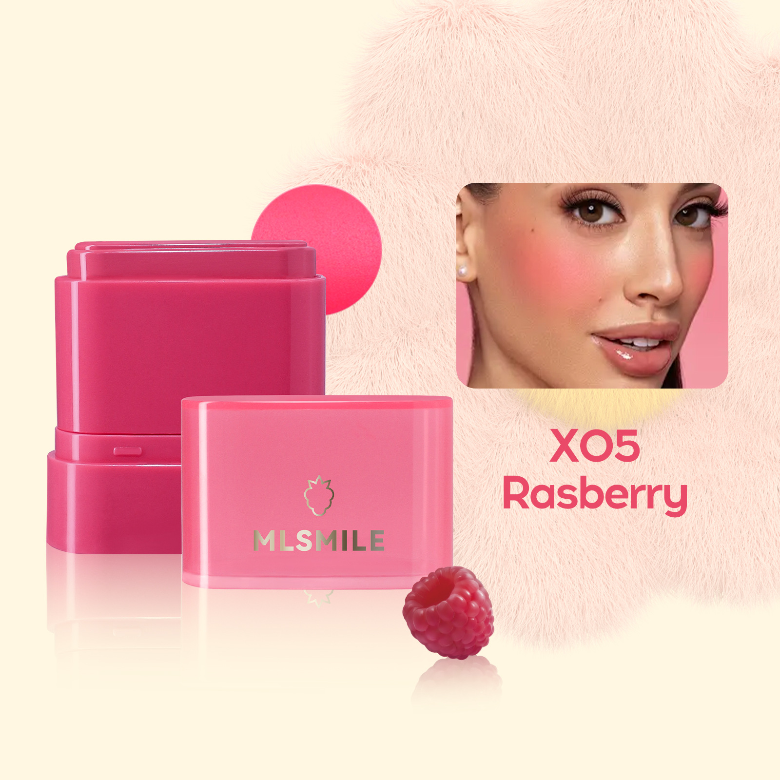 New powder blusher cream, natural and moisturizing, lip and cheek dual-purpose, high-gloss contouring stick, rotating application, powder blusher