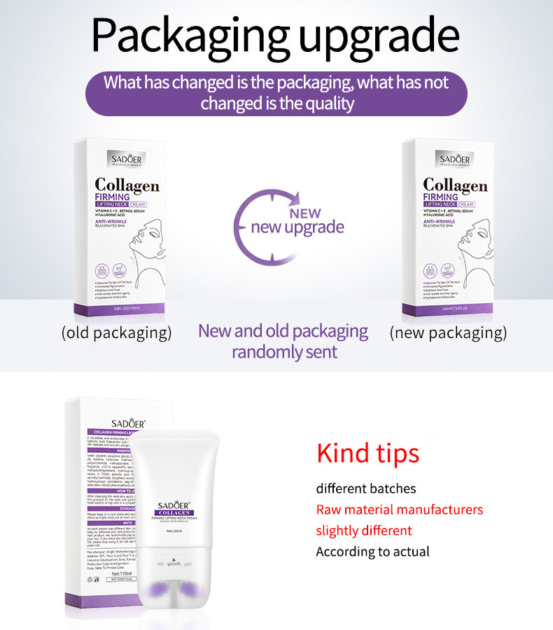 Collagen Firming and Lifting Neck Cream 110ml SADOER Rolling Neck Beauty Cream Skin Care Product