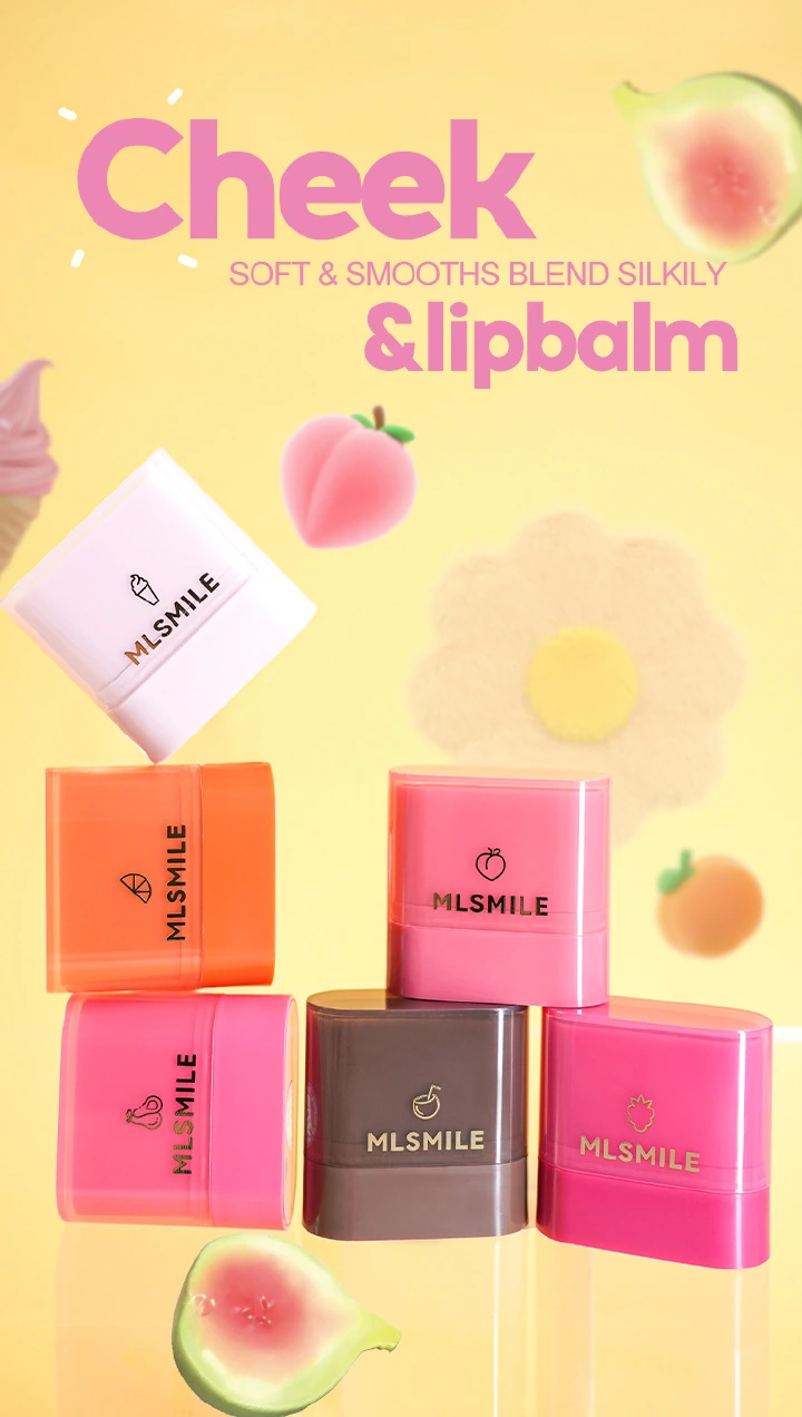 New powder blusher cream, natural and moisturizing, lip and cheek dual-purpose, high-gloss contouring stick, rotating application, powder blusher