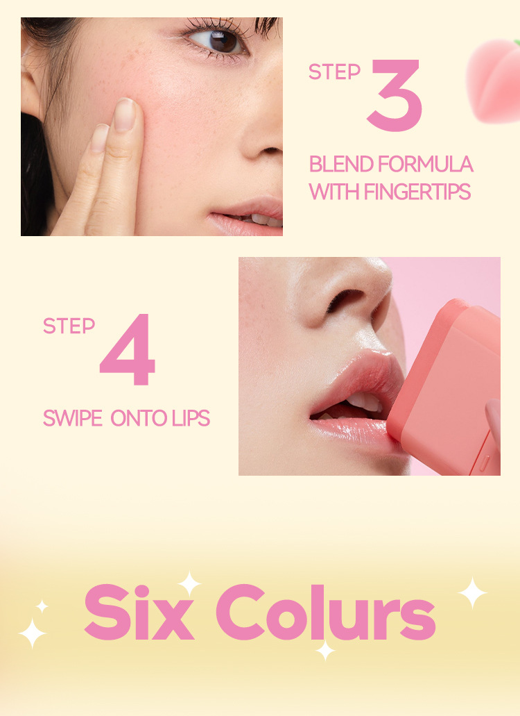 New powder blusher cream, natural and moisturizing, lip and cheek dual-purpose, high-gloss contouring stick, rotating application, powder blusher