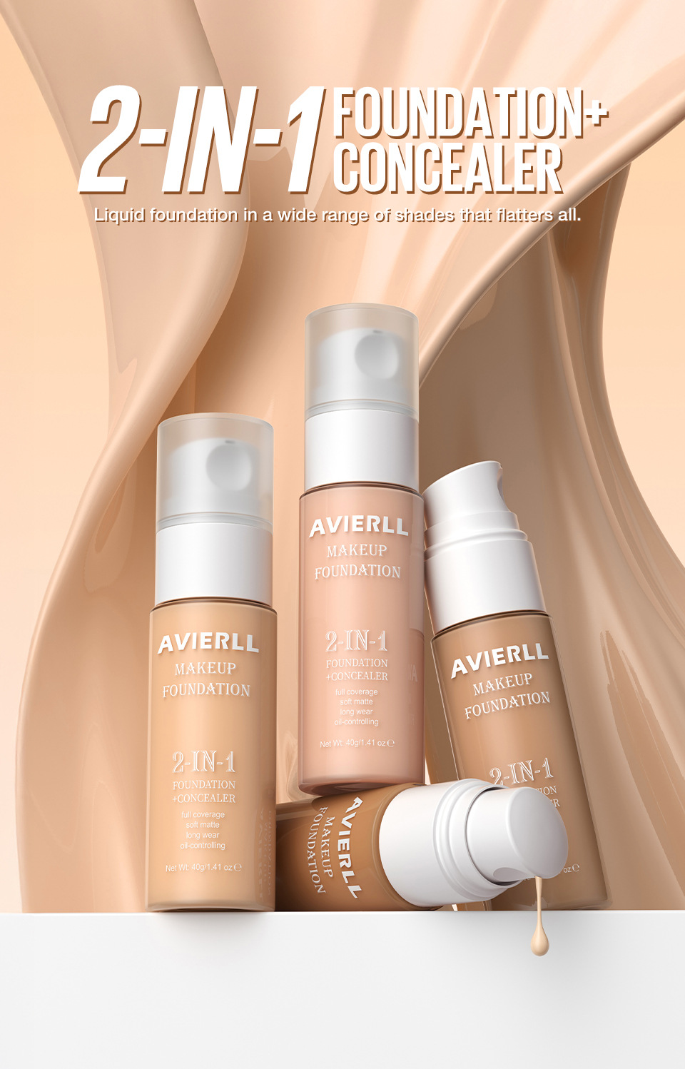 Moisturizing liquid foundation can keep makeup on for a long time, waterproof, easy to push off, oil control, concealer, foundation make-up view 8