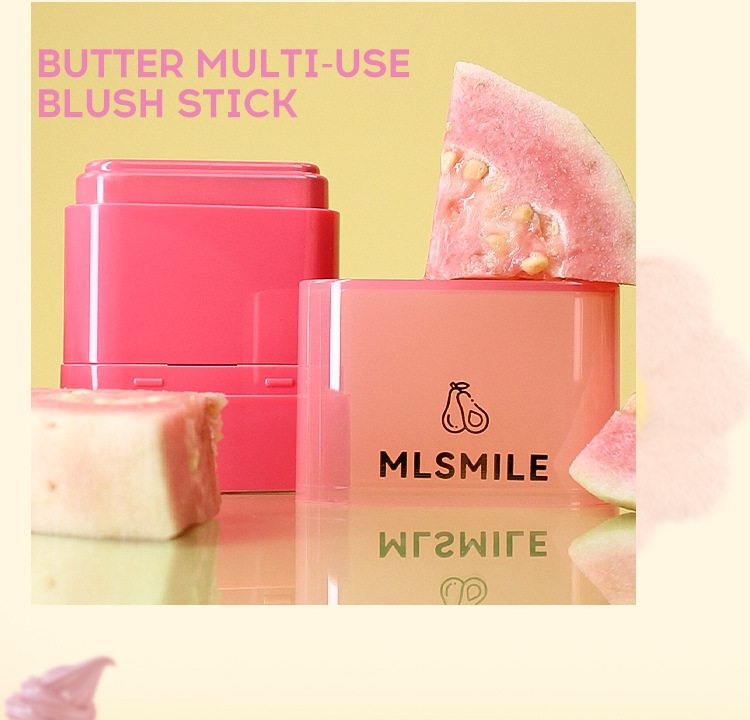 New powder blusher cream, natural and moisturizing, lip and cheek dual-purpose, high-gloss contouring stick, rotating application, powder blusher