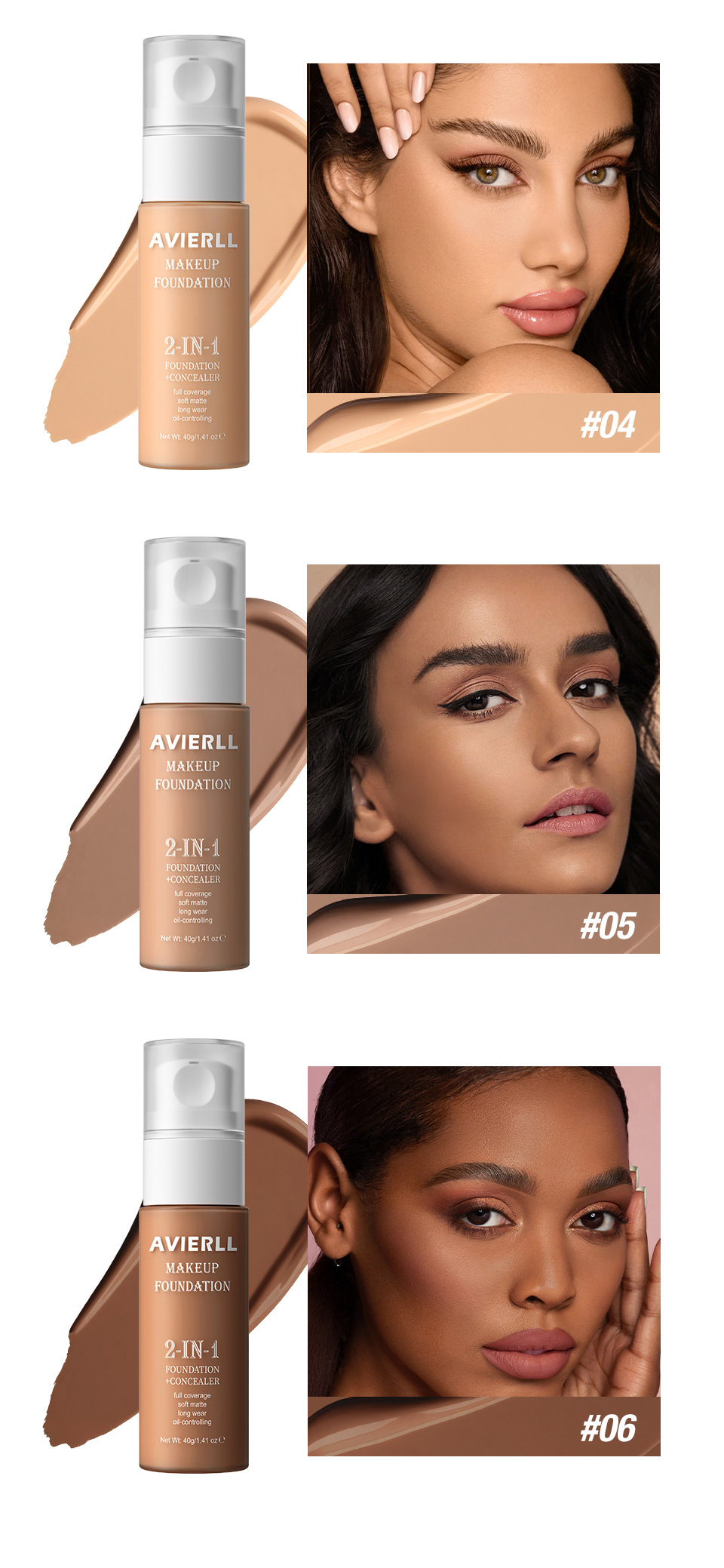 Moisturizing liquid foundation can keep makeup on for a long time, waterproof, easy to push off, oil control, concealer, foundation make-up view 10