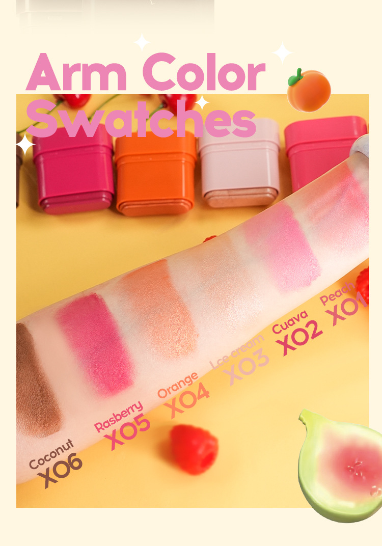 New powder blusher cream, natural and moisturizing, lip and cheek dual-purpose, high-gloss contouring stick, rotating application, powder blusher