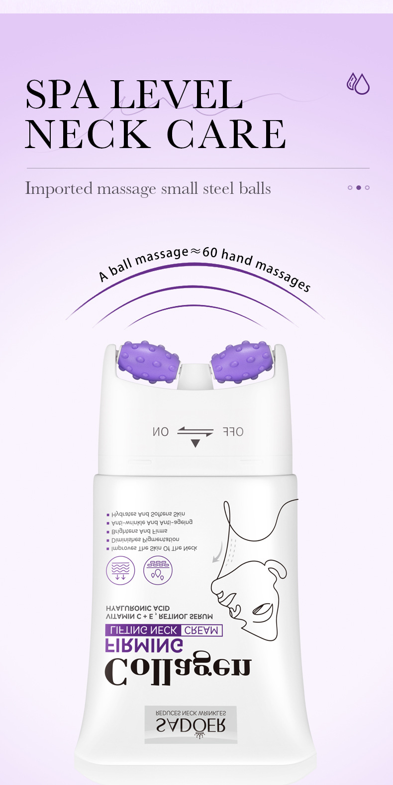 Collagen Firming and Lifting Neck Cream 110ml SADOER Rolling Neck Beauty Cream Skin Care Product