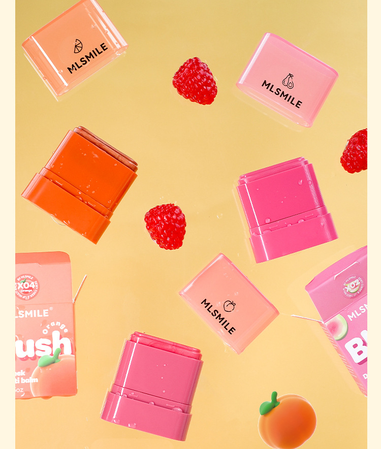 New powder blusher cream, natural and moisturizing, lip and cheek dual-purpose, high-gloss contouring stick, rotating application, powder blusher