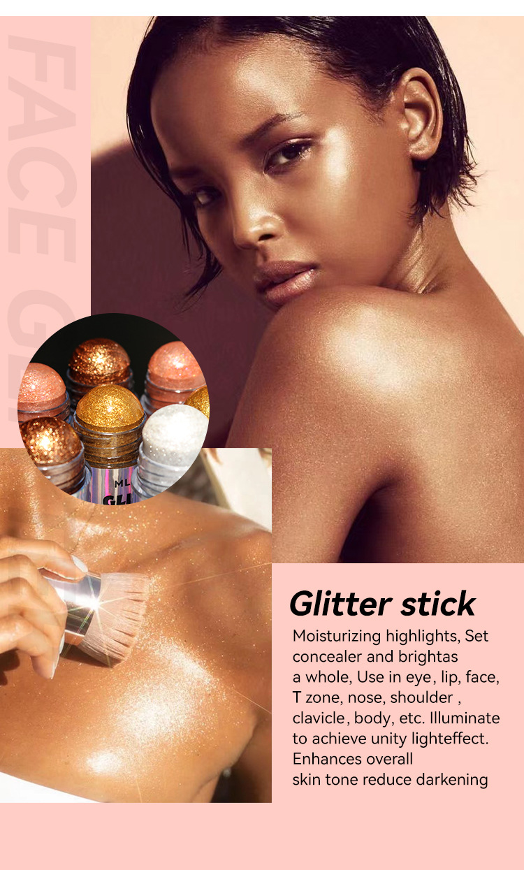 Highlighting diamond shimmer powder, highlighting cream, pearlescent shimmer powder, natural three-dimensional facial contouring, body brightening, body highlighting stick