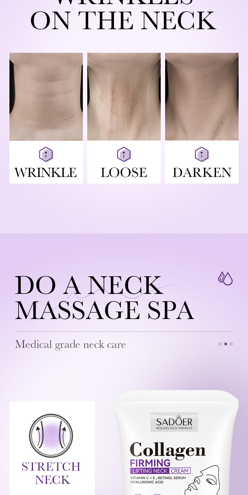 Collagen Firming and Lifting Neck Cream 110ml SADOER Rolling Neck Beauty Cream Skin Care Product