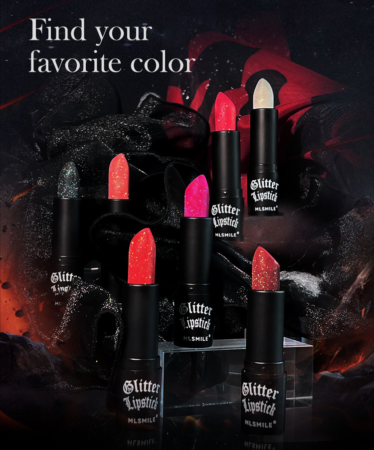 Exploded pearl lipstick matte non stick cup waterproof exploding lipstick color display European and American Halloween diamond lipstick