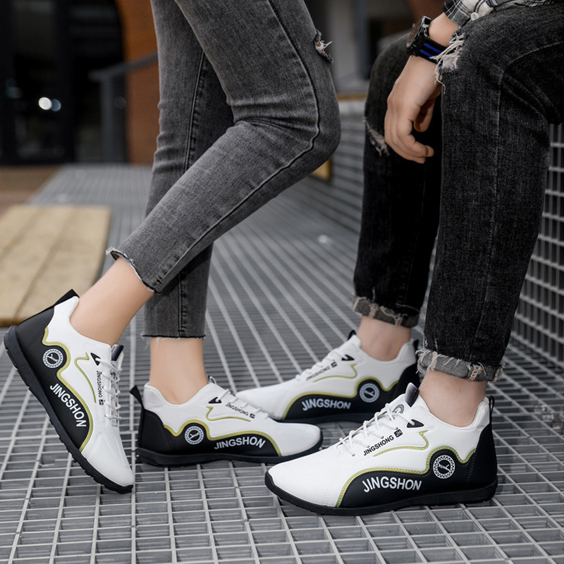 Baldur Large size 41-46 Men's casual PU artificial leather running shoes women's single shoes lovers shoes sneakers students athletic sports white shoes
