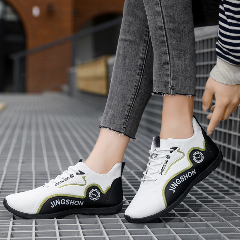 Baldur Large size 41-46 Men's casual PU artificial leather running shoes women's single shoes lovers shoes sneakers students athletic sports white shoes