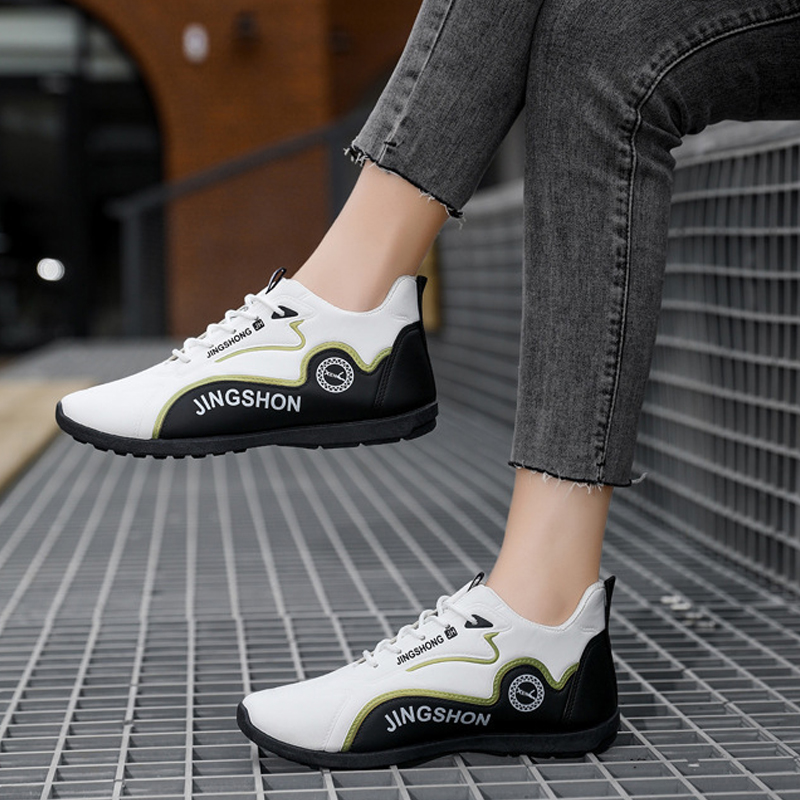 Baldur Large size 41-46 Men's casual PU artificial leather running shoes women's single shoes lovers shoes sneakers students athletic sports white shoes
