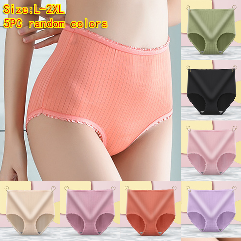 Baldur 5PC Large size L-2XL Women's panties girls high waist lingerie ladies belly tuck hip lift panties students briefs underwear