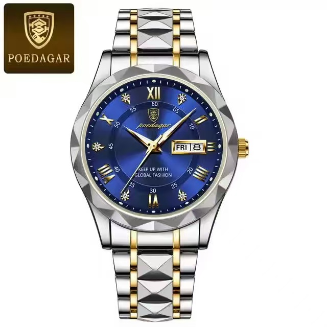 POEDAGAR 615 Luxury Men's Watch Business Top Brand Men's Watch Waterproof Luminous Date Week Quartz Men's Watch