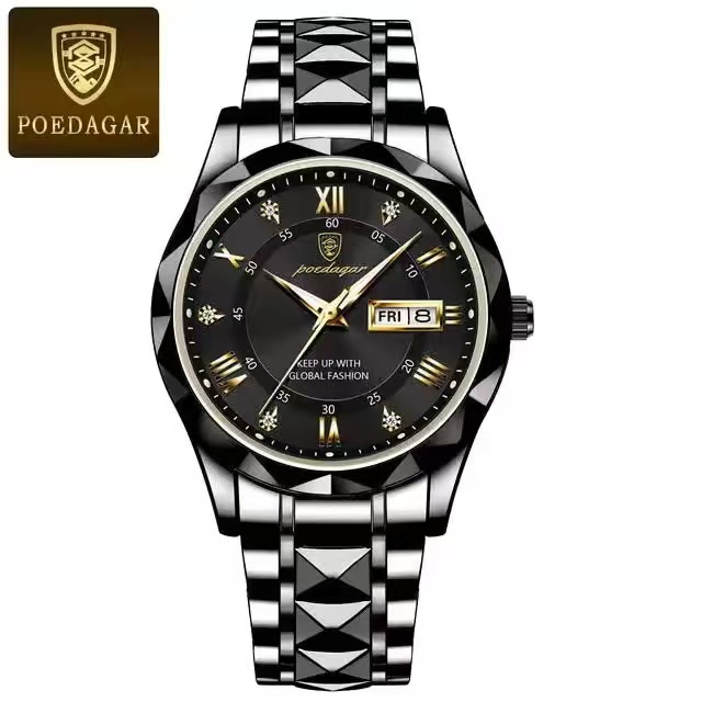 POEDAGAR 615 Luxury Men's Watch Business Top Brand Men's Watch Waterproof Luminous Date Week Quartz Men's Watch