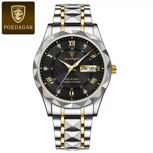 POEDAGAR 615 Luxury Men's Watch Business Top Brand Men's Watch Waterproof Luminous Date Week Quartz Men's Watch