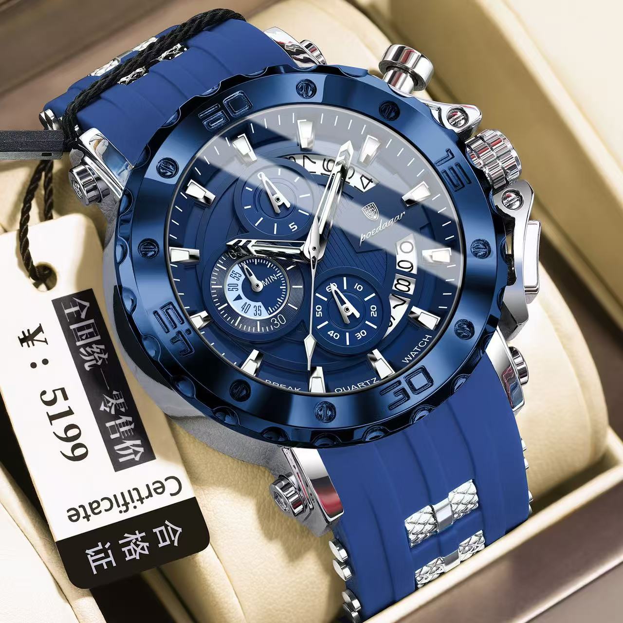 POEDAGAR 892 Wholesale Rose Gold and Black Watch Luminous Hands Waterproof Leather Band Date Display Watches for Men Reloj
