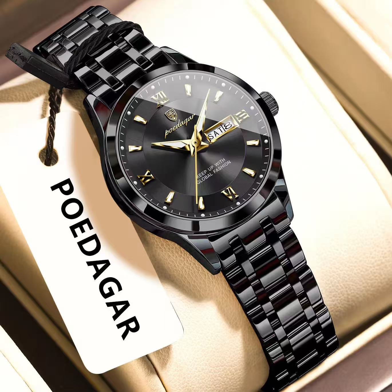 POEDAGAR 503 Luxury Reloj Waterproof Dual Calendar Waterproof Watches Luminous Stainless Steel Ladies Quartz Watch for Women's