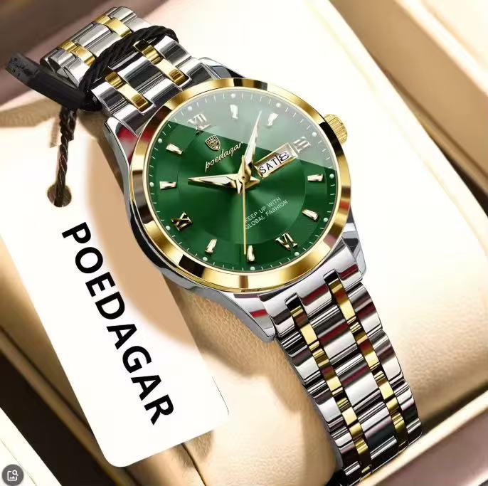 POEDAGAR 503 Luxury Reloj Waterproof Dual Calendar Waterproof Watches Luminous Stainless Steel Ladies Quartz Watch for Women's