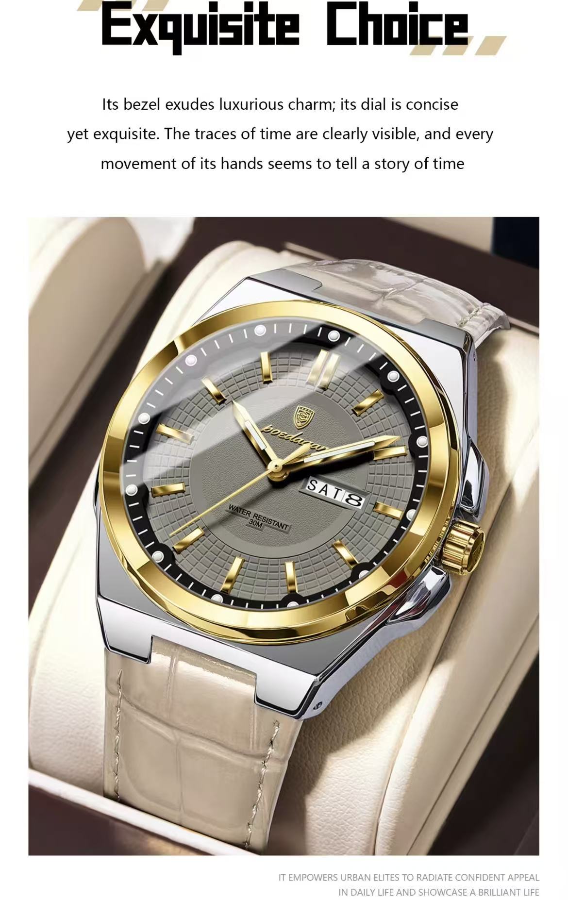 POEDAGAR 896 Mens Wristwatches Top Luxury Waterproof Sport Wrist Watch Quartz Genuine Leather Band Relogio Masculino Watches