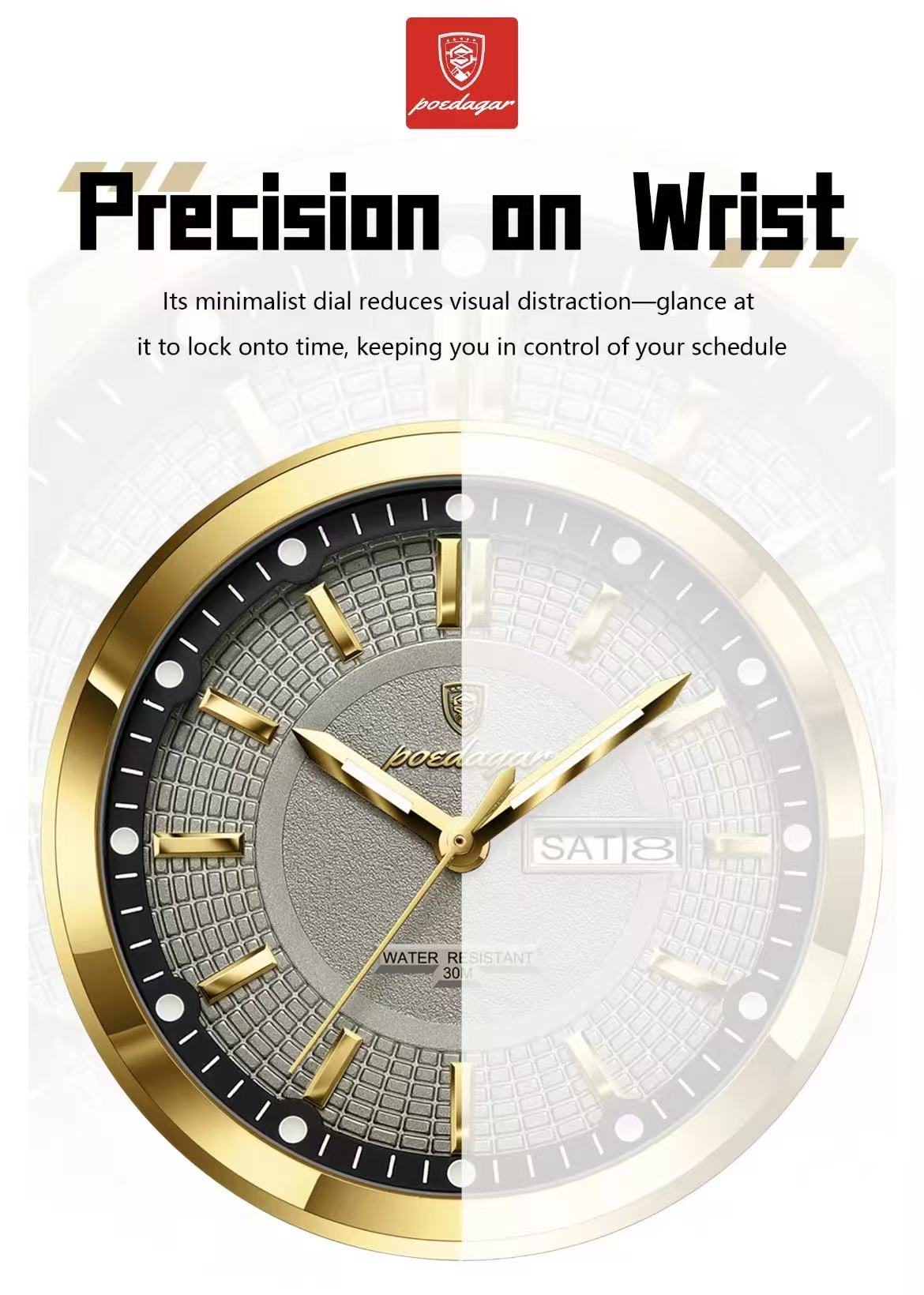 POEDAGAR 896 Mens Wristwatches Top Luxury Waterproof Sport Wrist Watch Quartz Genuine Leather Band Relogio Masculino Watches