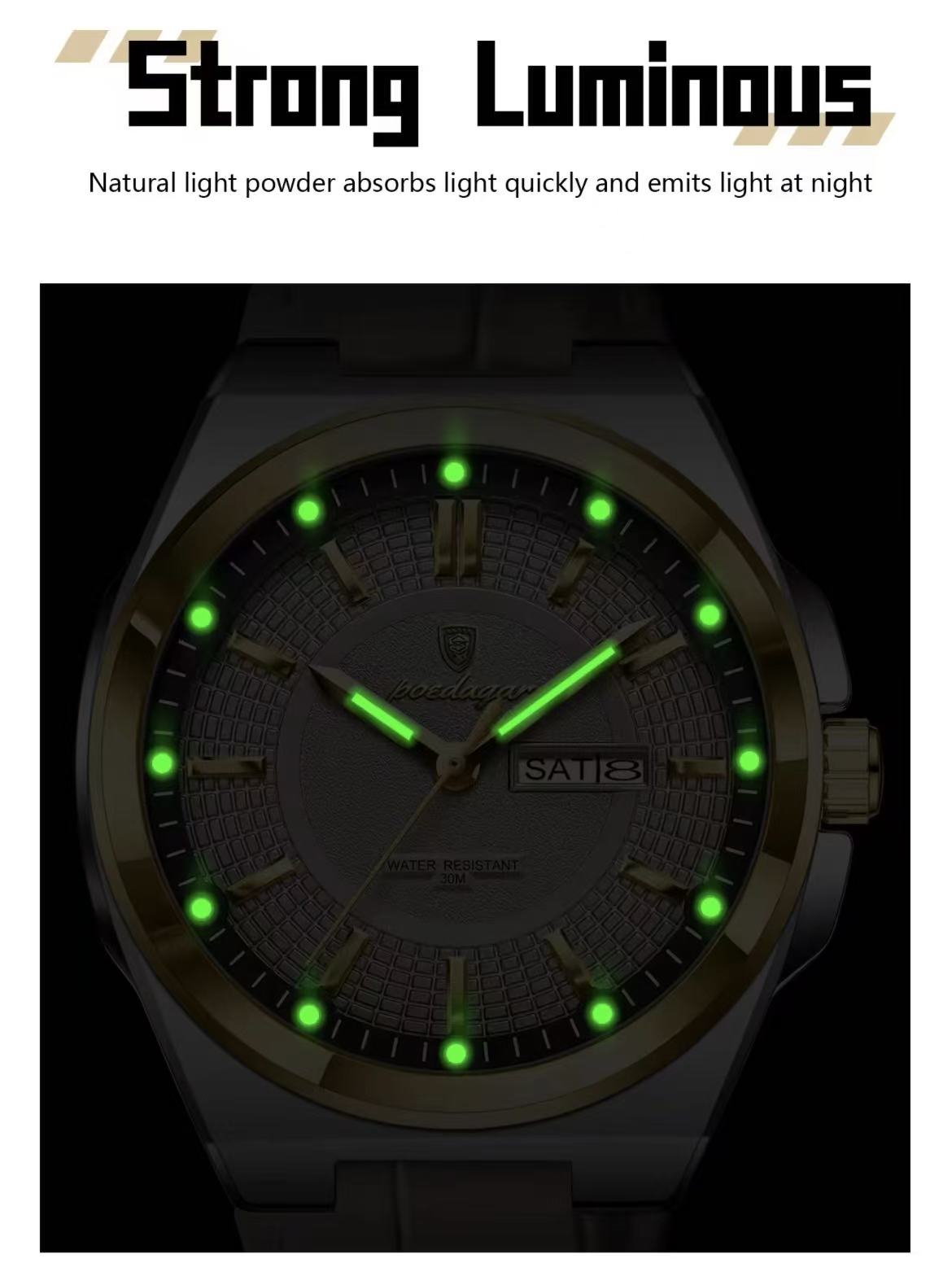 POEDAGAR 896 Mens Wristwatches Top Luxury Waterproof Sport Wrist Watch Quartz Genuine Leather Band Relogio Masculino Watches