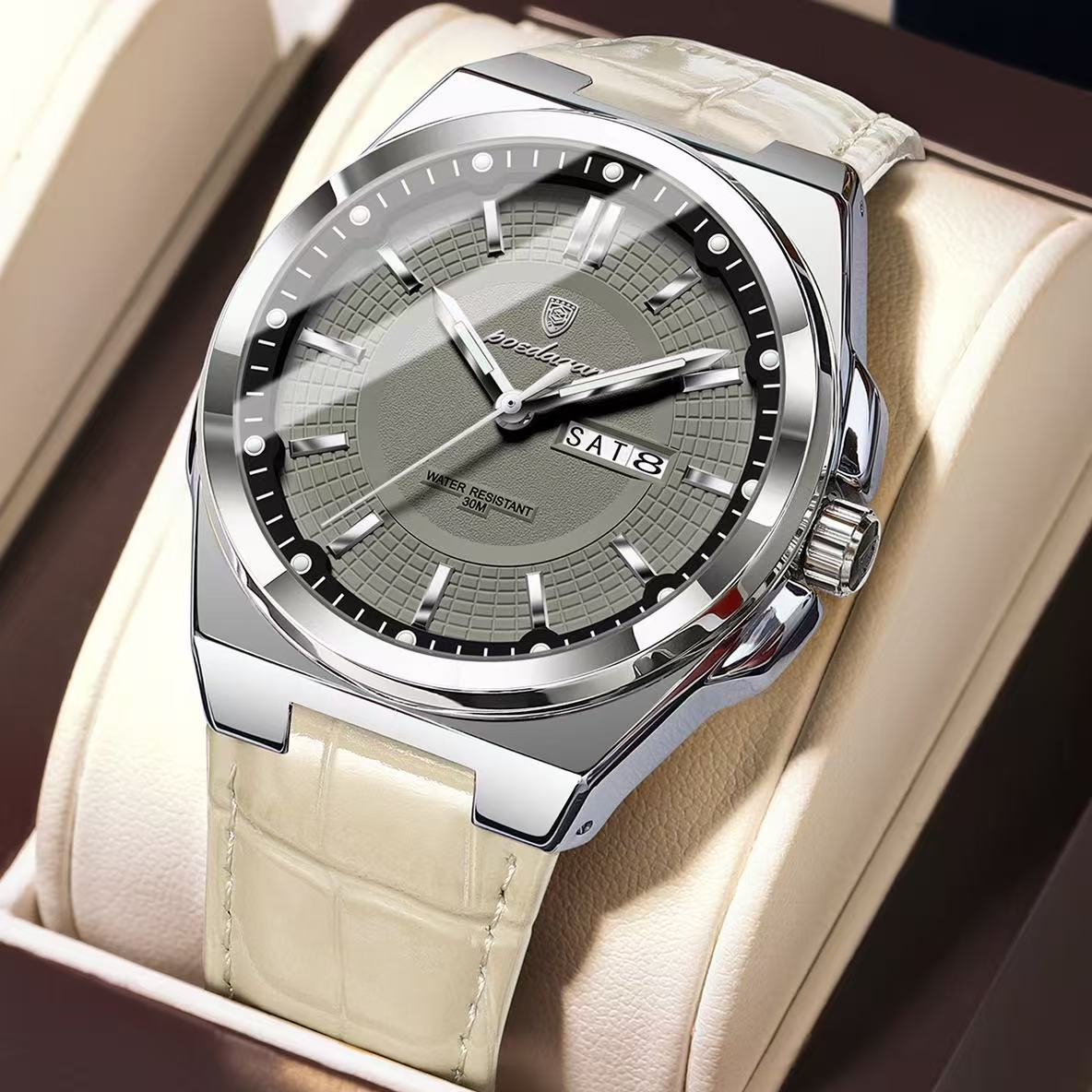 POEDAGAR 896 Mens Wristwatches Top Luxury Waterproof Sport Wrist Watch Quartz Genuine Leather Band Relogio Masculino Watches