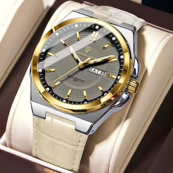 POEDAGAR 896 Mens Wristwatches Top Luxury Waterproof Sport Wrist Watch Quartz Genuine Leather Band Relogio Masculino Watches