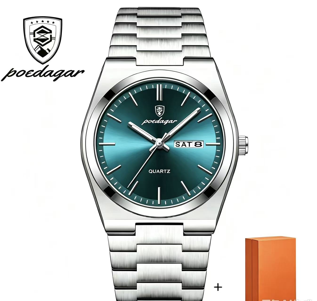 POEDAGAR 930 Mens New Luxury Watch Waterproof Luminous Date Week Stainless Steel Watch Casual Men's Quartz Watches