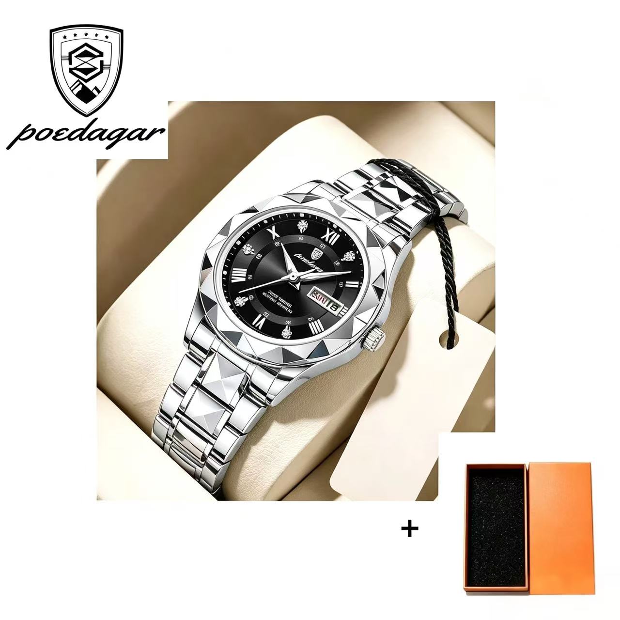 POEDAGAR 306 Luxury Ladies Watch Luminous Waterproof Week Woman Wristwatch Stainless Steel Women Quartz Watches Reloj