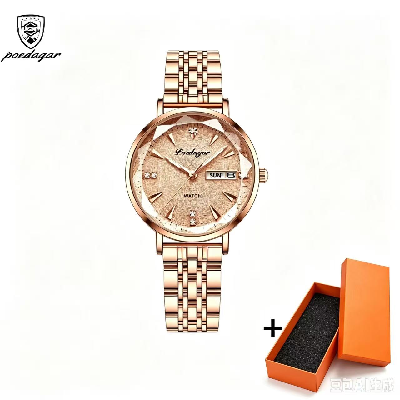 POEDAGAR 3011  Waterproof Luminous Ladies' Watch Women Student Calendar Slim Quartz Watch Stainless Steel Strap Wristwatch