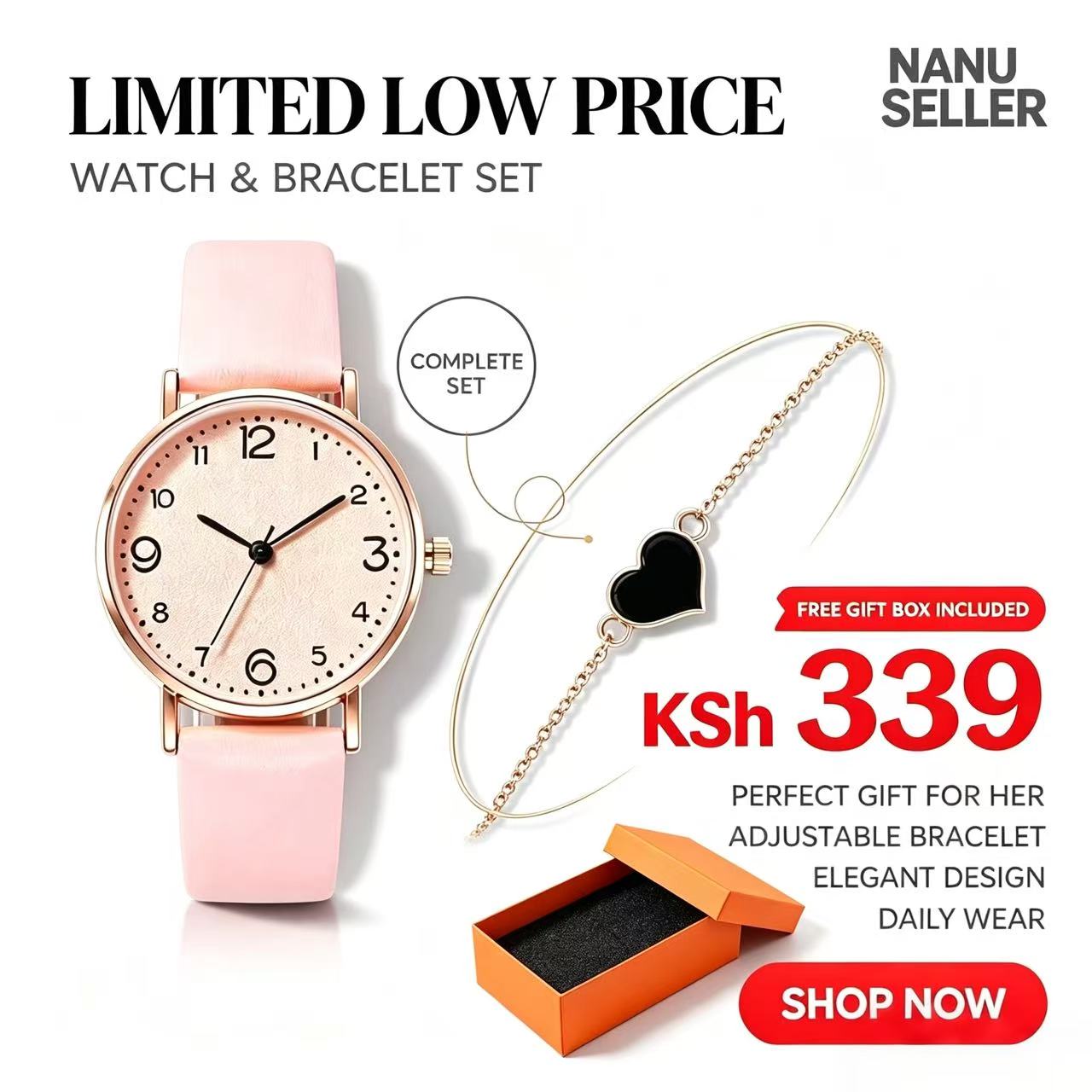 2Pcs/Set Fashion Women Watches Leather Straps Sports Digital Watches Dial Quartz Watches Business Watches Gifts Jewellerys