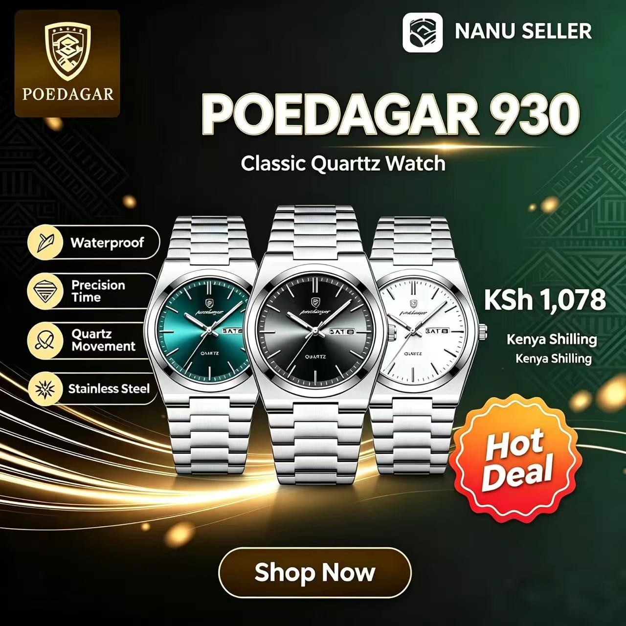POEDAGAR 930 Mens New Luxury Watch Waterproof Luminous Date Week Stainless Steel Watch Casual Men's Quartz Watches