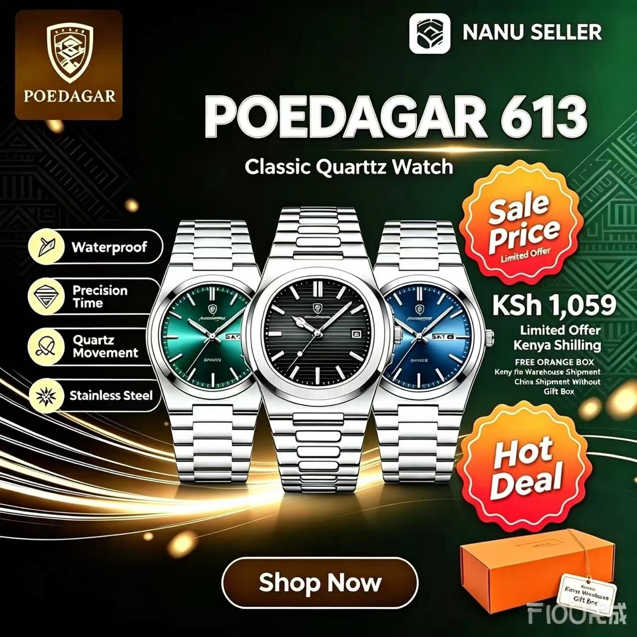 POEDAGAR 613  Strap Mens New Luxury Fashion Watch Luminous Waterproof Quartz Watches With Date