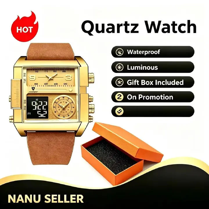 POEDAGAR 997 New Man Watch Rectangle Waterproof Luminous Day Week Men Wristwatch Digital Multifunction Men's Watches Quartz Reloj