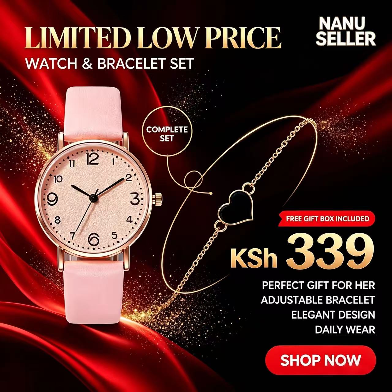 2Pcs/Set Fashion Women Watches Leather Straps Sports Digital Watches Dial Quartz Watches Business Watches Gifts Jewellerys