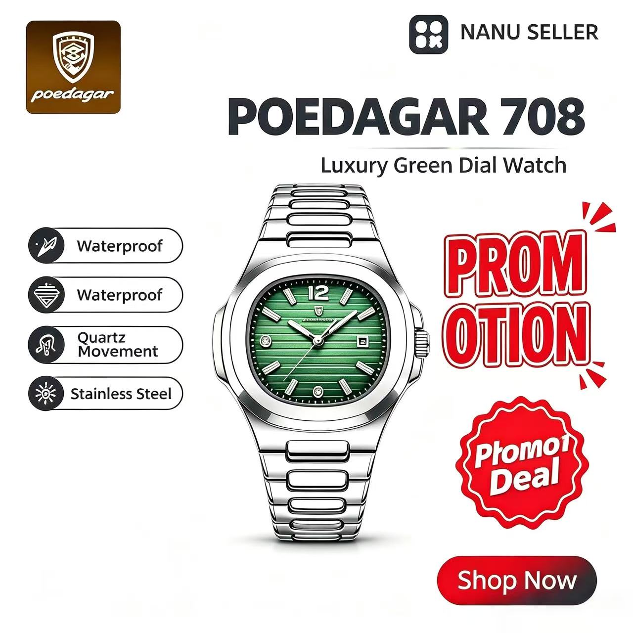 POEDAGAR 708 Watch Sports Quartz Ladies Watch for Women Ladies Quartz Watch Luminous Waterproof Stainless Steel Customization