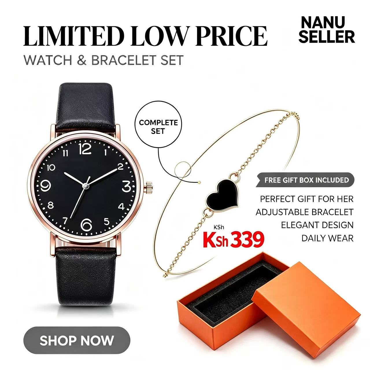 2Pcs/Set Fashion Women Watches Leather Straps Sports Digital Watches Dial Quartz Watches Business Watches Gifts Jewellerys