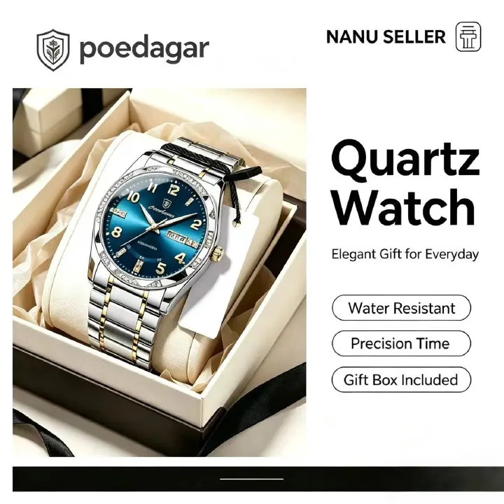 Swiss Brand POEDAGAR 858 New Style Men's Watch Luxury Waterproof Luminous Quartz Wristwatch Live Broadcast Bestseller