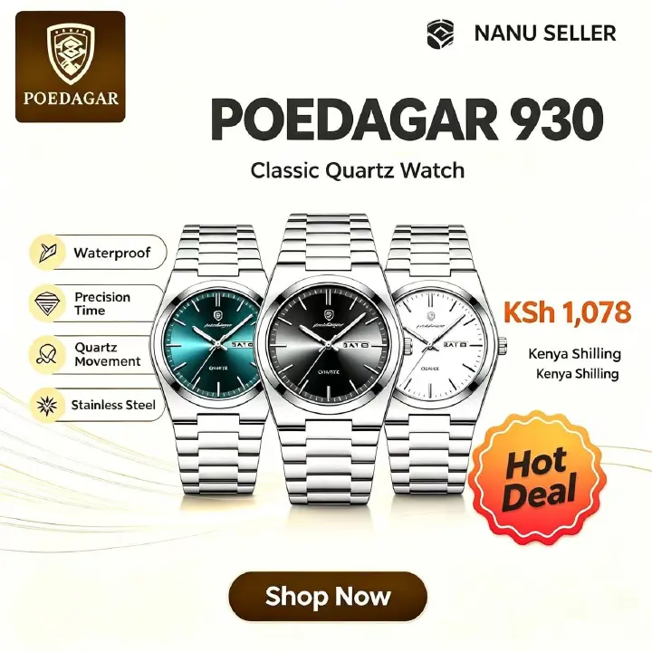POEDAGAR 930 Mens New Luxury Watch Waterproof Luminous Date Week Stainless Steel Watch Casual Men's Quartz Watches