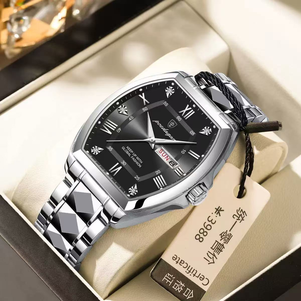 Poedagar 958 New Fashion Luxury Men Wristwatch Waterproof Luminous Quartz Watches Stainless Steel Watch