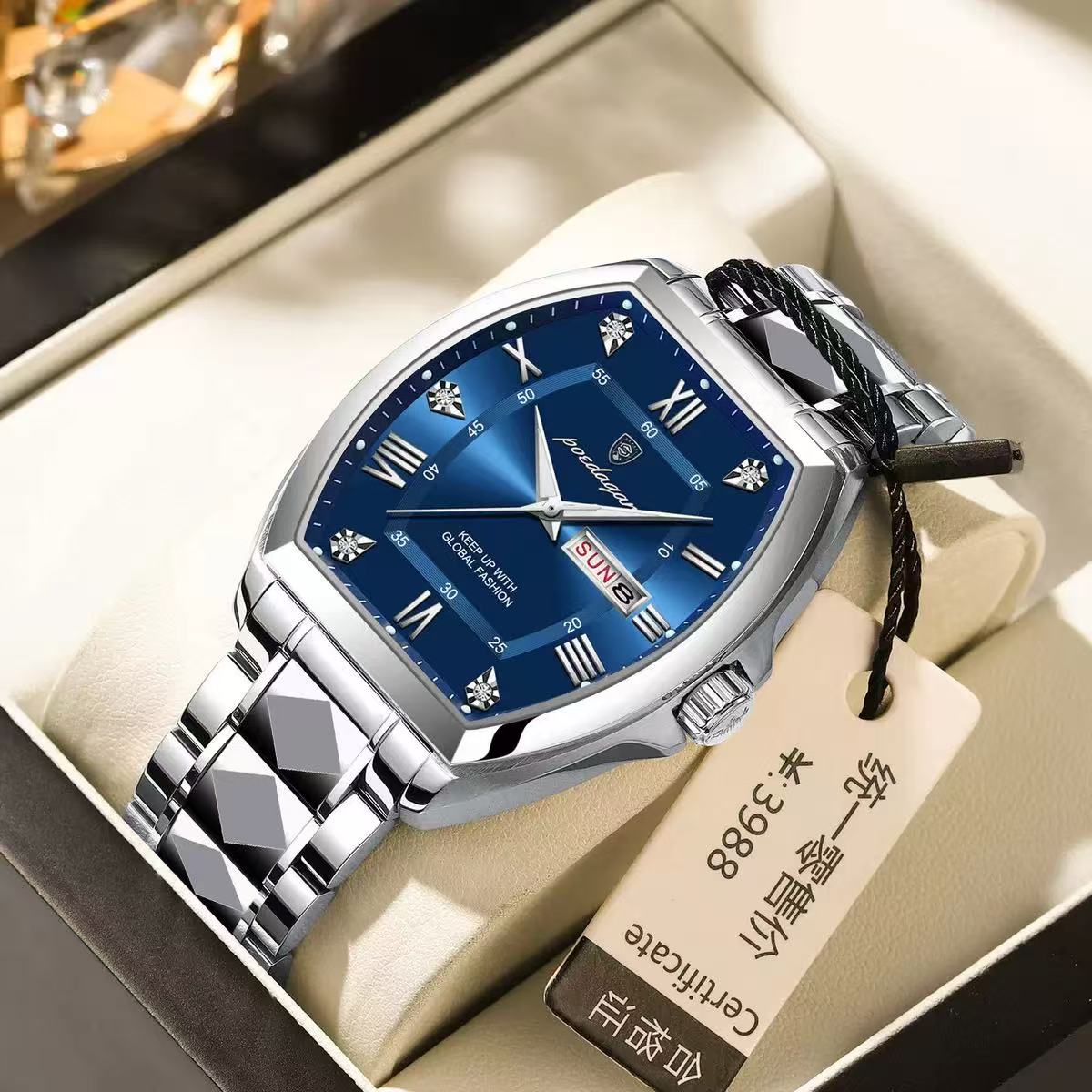Poedagar 958 New Fashion Luxury Men Wristwatch Waterproof Luminous Quartz Watches Stainless Steel Watch