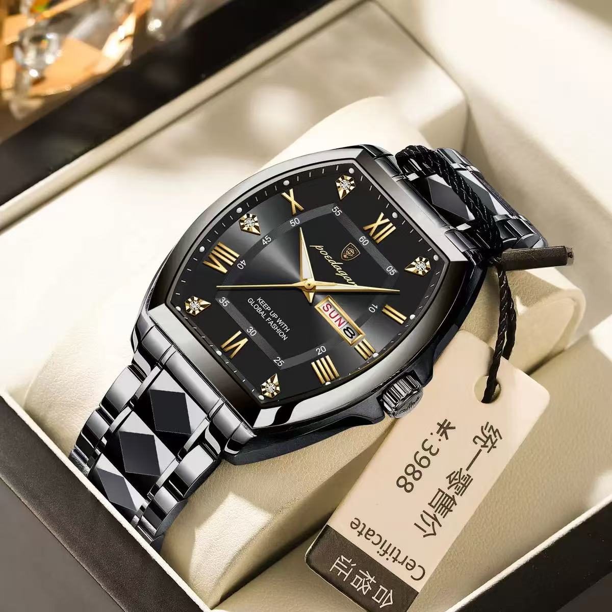 Poedagar 958 New Fashion Luxury Men Wristwatch Waterproof Luminous Quartz Watches Stainless Steel Watch